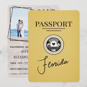 Gelb Florida Reisepass Save The Date