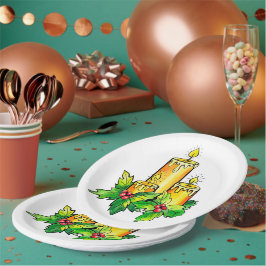 Gelb frohe Weihnachten und glücklich Neues Jahr Pappteller