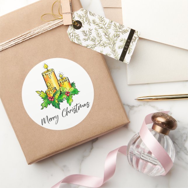 Gelb frohe Weihnachten und glücklich Neues Jahr Runder Aufkleber (Schenken)