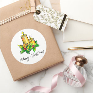 Gelb frohe Weihnachten und glücklich Neues Jahr Runder Aufkleber