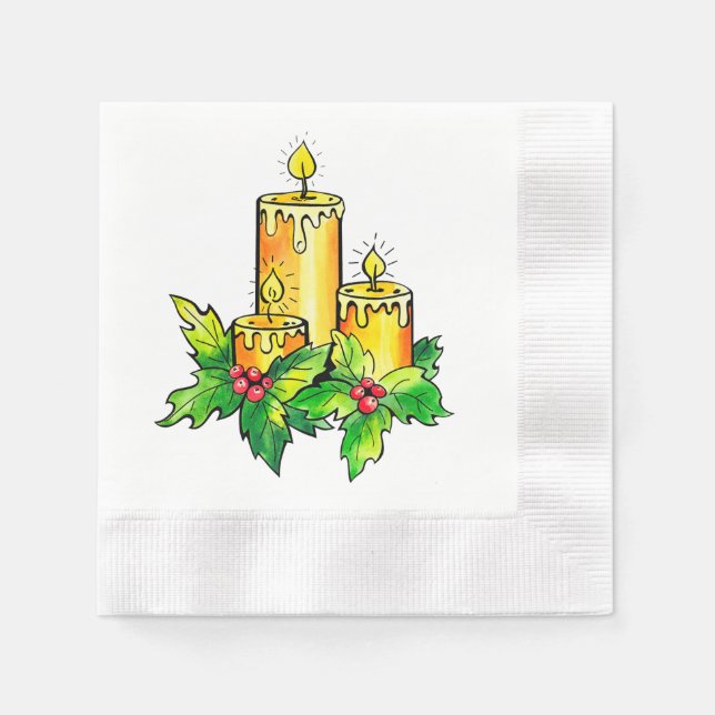 Gelb frohe Weihnachten und glücklich Neues Jahr Serviette (Vorderseite)