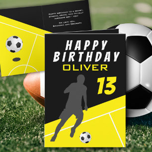 Gelb Fußballspieler Fußball Ball Junge Geburtstag Karte
