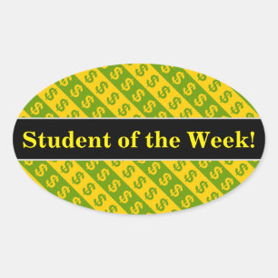 Gelb-Gelb-Dollar-Zeichen ($) Streifen Ovaler Aufkleber