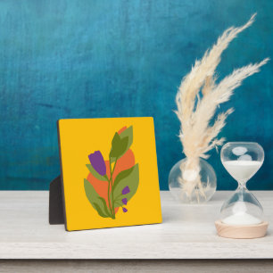 Gelb gelb mit lila Blume Fotoplatte