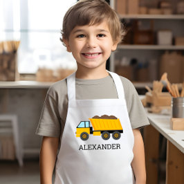 Gelb gelieferter LKW personalisierter Bau Kinderschürze