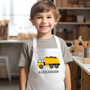 Gelb gelieferter LKW personalisierter Bau Kinderschürze