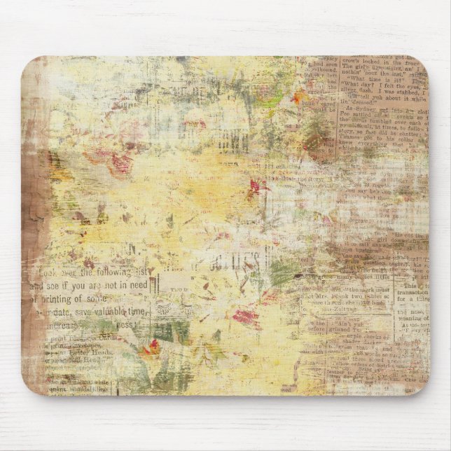 Gelb gemalte Vintage Zeitung Mousepad (Vorne)