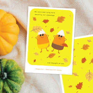 Gelb Gemischtes Candy Corn Paar Herbst Feiertagskarte