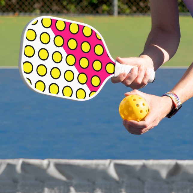 Gelb gepolsterter geometrischer Art rosa weißer Fa Pickleball Schläger (InSitu)