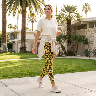 Gelb Gepunktete Gepard-Druck Leoparden-Muster Legg Leggings