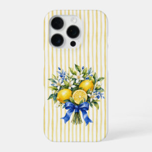 Gelb gestreifter blauer Bogen Zitronenstrauß iPhone 16 Pro Hülle
