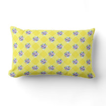 Gelb Gingham und lila blaue Blumen Land