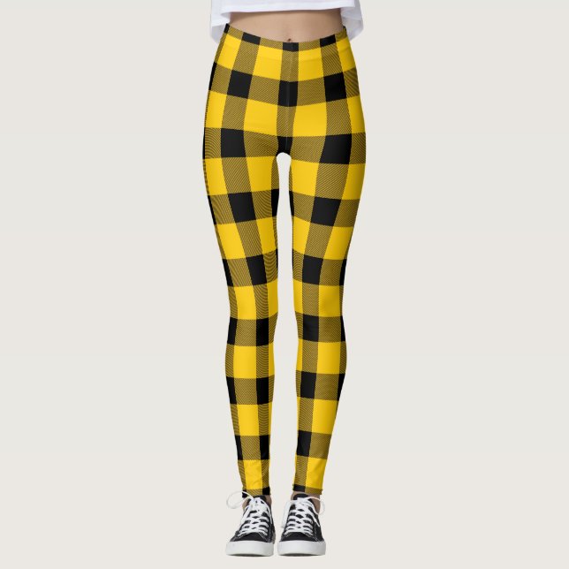 Gelb/Goldbüffel Lumberjack Kariert Leggings (Vorderseite)