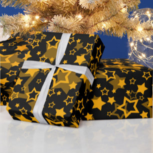Gelb-goldene Sterne Glitter-Design Geschenkpapier