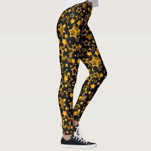 Gelb-goldene Sterne Glitter-Design Leggings