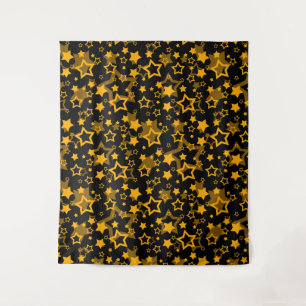 Gelb-goldene Sterne Glitter-Design  Wandteppich