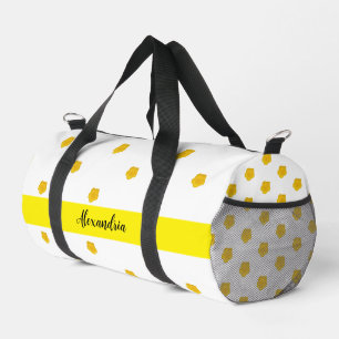 Gelb-goldene Wildblumen-Foto-Name-Monogramm Duffle Bag