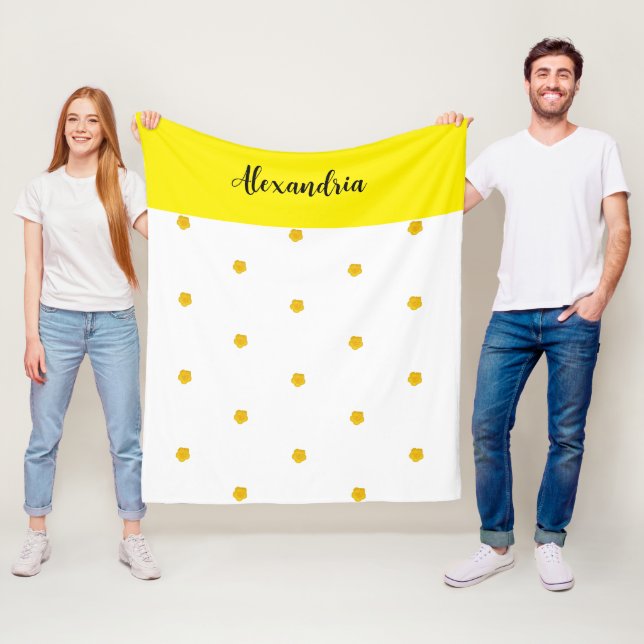 Gelb-goldene Wildblumen-Foto-Name-Monogramm Fleecedecke (Beispiel)