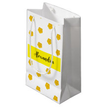 Gelb-goldene Wildblumen-Geschenktasche mit monogra