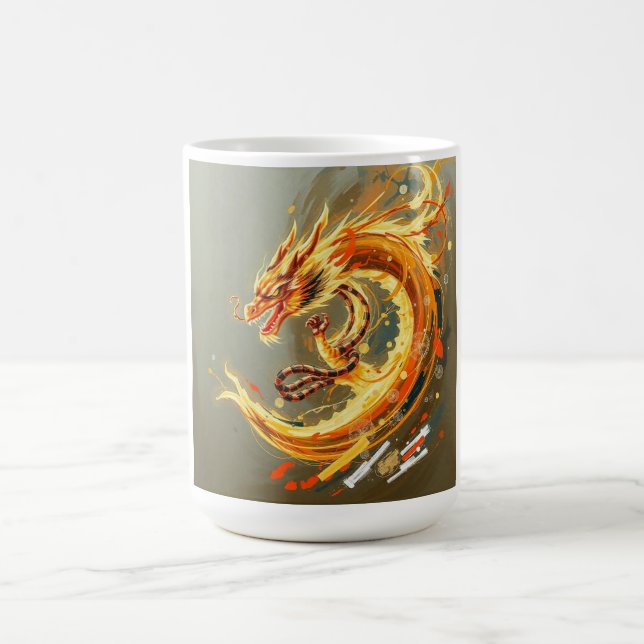 Gelb-goldener Drache Kaffeetasse (Mittel)