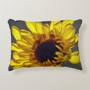 Gelb Grau Floral Goldene Blume Abstrakt Benutzerde Dekokissen
