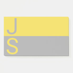 Gelb & Grau moderne Anfangsbuchstaben Monogramm Post-it Klebezettel