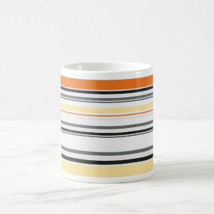 Gelb, grau, orange, Creme Retro Streifen Tasse