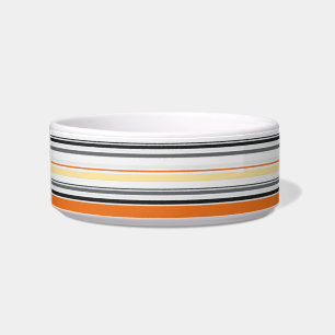 Gelb, Grau, Orange, Creme Retro Stripe Bowl Napf