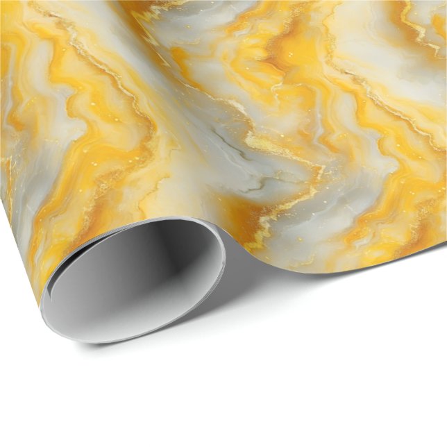 Gelb-, Grau- und Goldmarmor Geschenkpapier (Rolleneckpunkt)