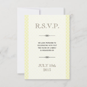 Gelb graue marokkanische Fliesen-Et-Zeichen Hochze RSVP Karte