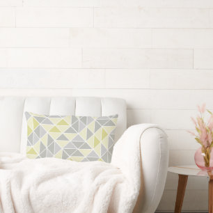 Gelb-Graues Abstraktes Dreieck-Muster Lendenkissen