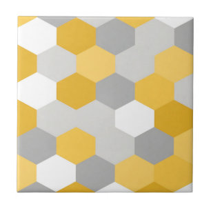 Gelb-graues Sechseck-Geometrie-Muster Fliese