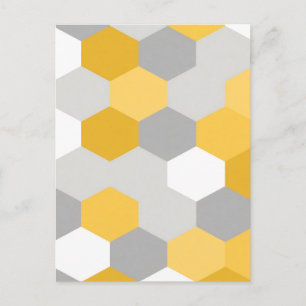 Gelb-graues Sechseck-Geometrie-Muster Postkarte