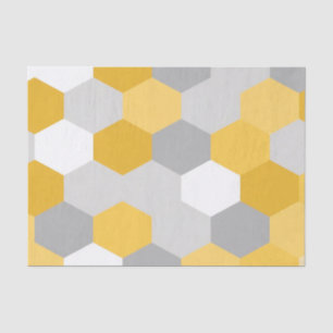 Gelb-graues Sechseck-Geometrisches Muster Seidenpapier