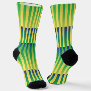 Gelb Grün Blau Gestreiftes Muster Socken