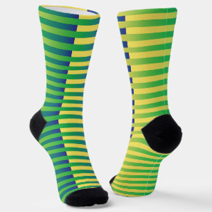 Gelb Grün Blau Gestreiftes Muster Socken