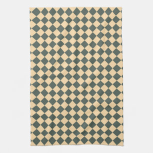 Gelb Grün Checker Diamantmuster Geschirrtuch