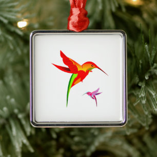 Gelb-Grün-Hummingvogel Silbernes Ornament