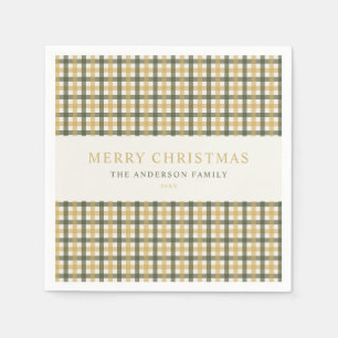 Gelb-grün kariertes Weihnachten Serviette