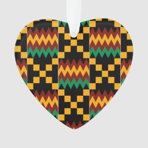 Gelb, Grün, Rot, schwarzer Kente-Stoff Ornament