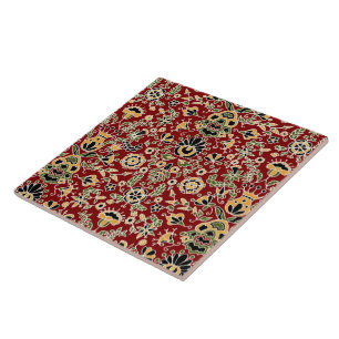 Gelb, grün, schwarz auf tiefrot fliese