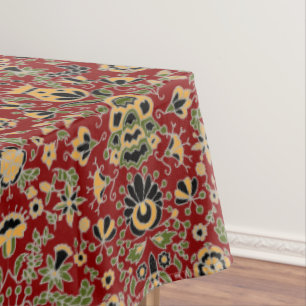 Gelb, grün, schwarz auf tiefrot tischdecke