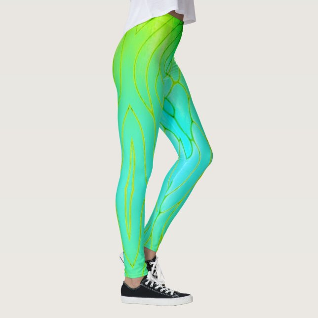 Gelb, grün und Aquamarin Leggings (Rechts)