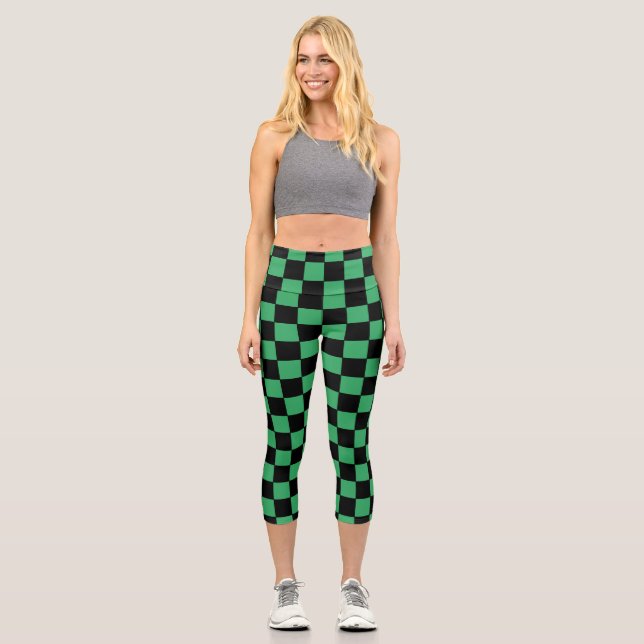 Gelb grün und schwarz capri leggings (Vorderseite)