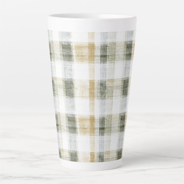 Gelb Grün Weiß Kariert Gestreift Milchtasse (Vorderseite)