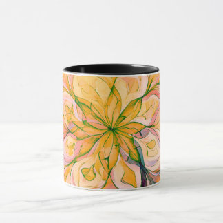 Gelb-grüne Aquarell-Blumen-Boho-Mandala Tasse