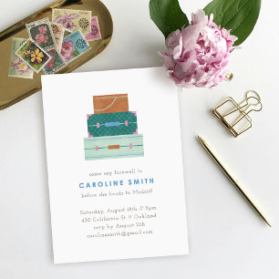 Gelb Grüne Blaue Reisegepäck Abschiedsparty-Einlad Einladung