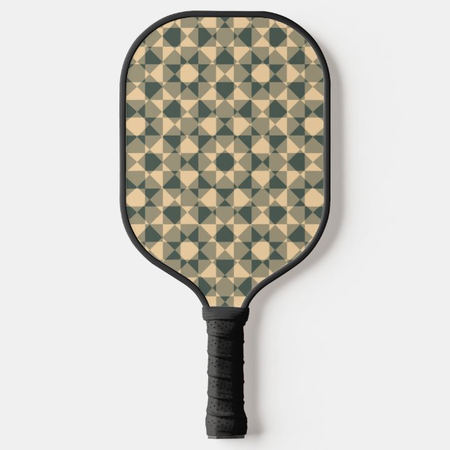 Gelb Grüne Checker-Diamant-Karomuster Pickleball Schläger (Vorderseite)