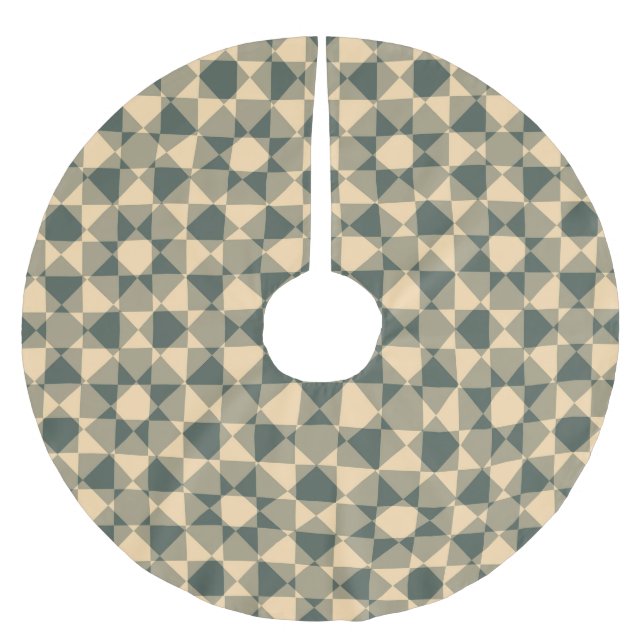 Gelb Grüne Checker-Diamant-Karomuster Polyester Weihnachtsbaumdecke (Vorderseite)