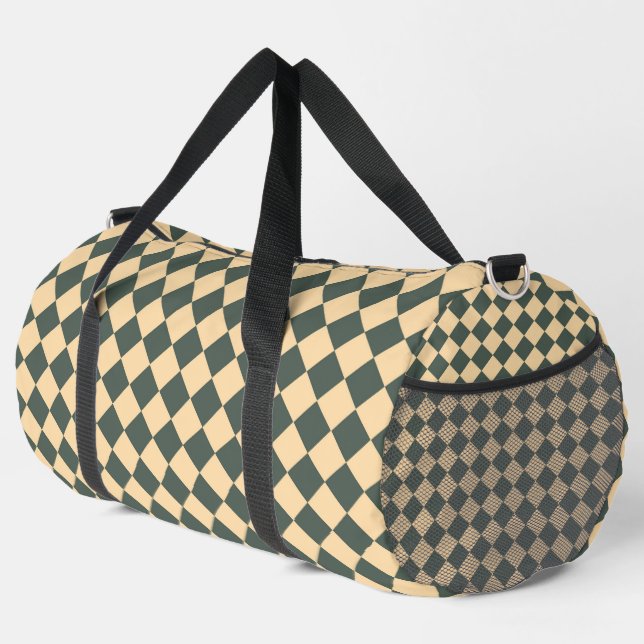 Gelb Grüne Checker-Diamant-Muster groß Duffle Bag (Rechte Ecke)
